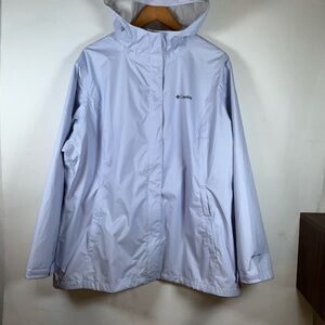 Columbia Woman's Zip Velcore Pocket Hooded Rain Coat Size 2X
